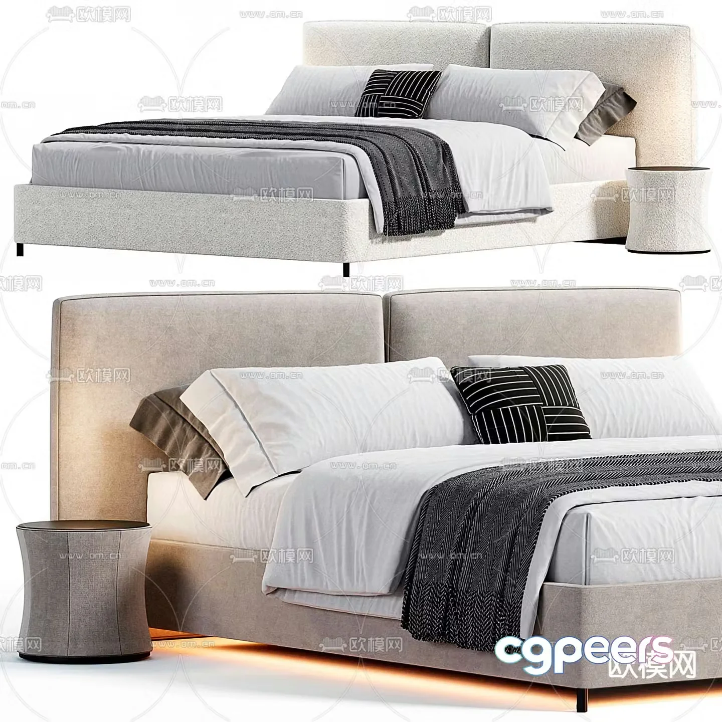 Minotti fabric double bed 3d model