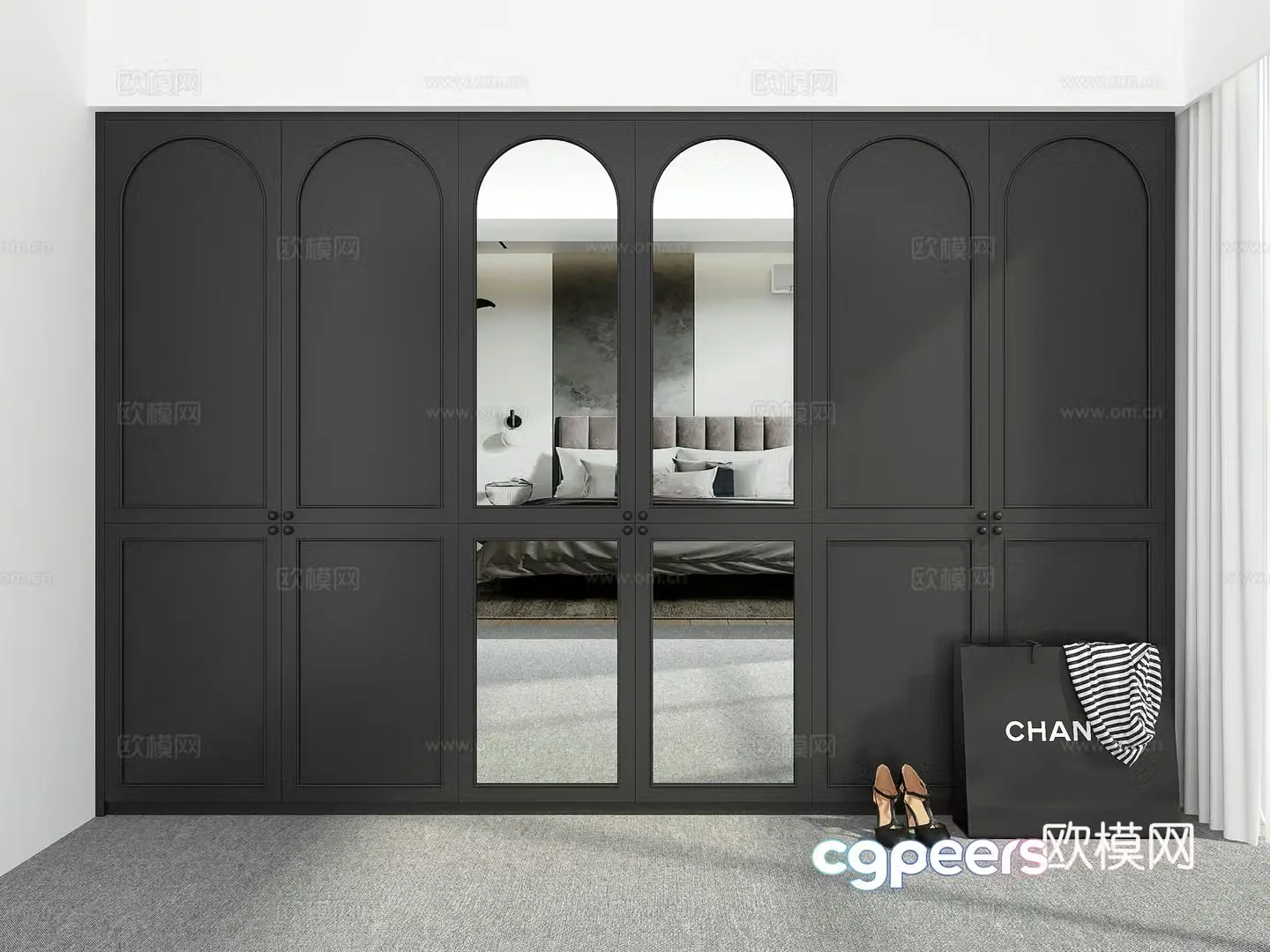Premium gray wardrobe 3d model