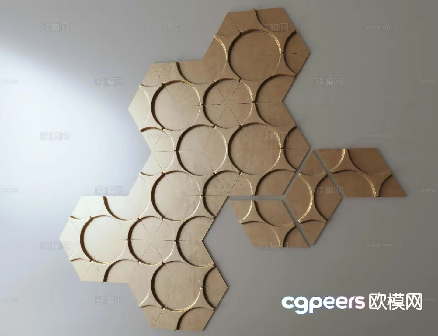 Modern hexagonal carved pendant 3D model