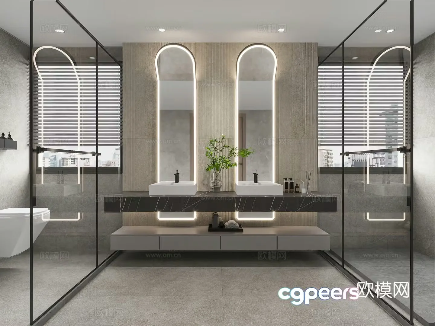 Modern restroom bathroom 3d model