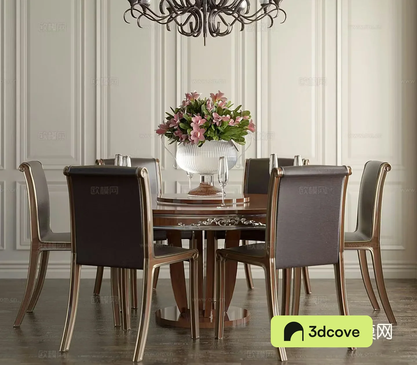 European round dining table and chairs