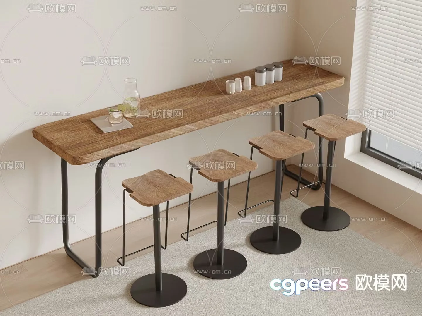 Log bar bar chair 3d model