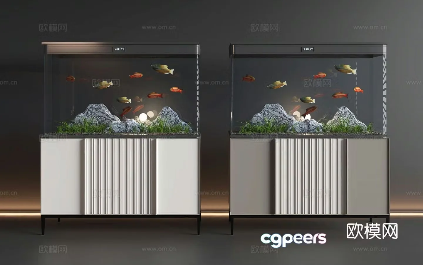 Modern fish tank aquarium 3d model