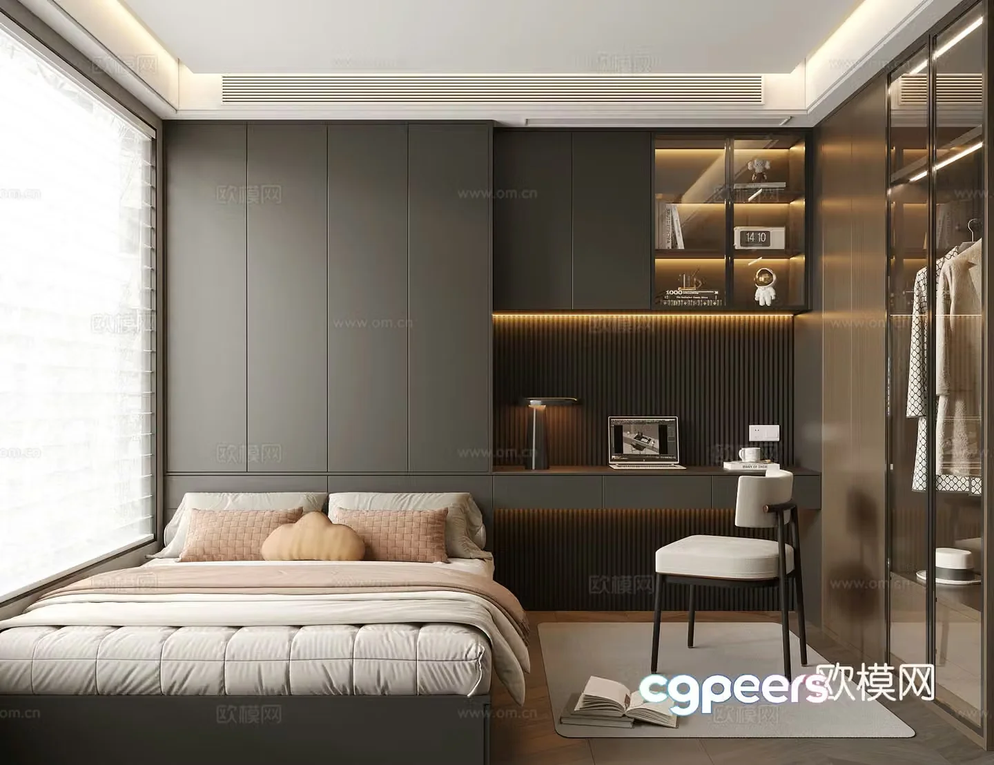 Modern Italian tatami bedroom 3d model