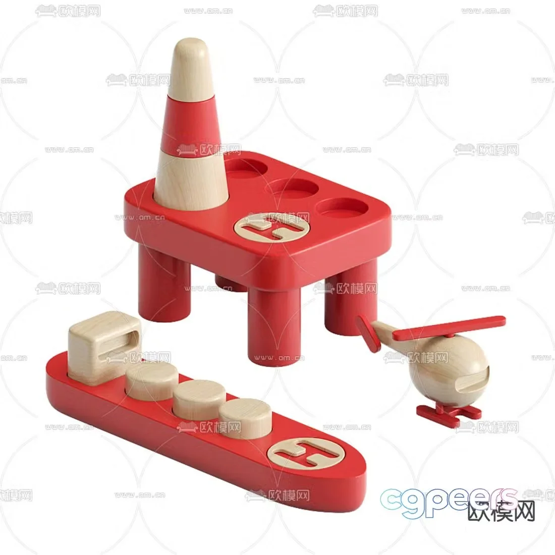 Modern children’s building block toys 3d model