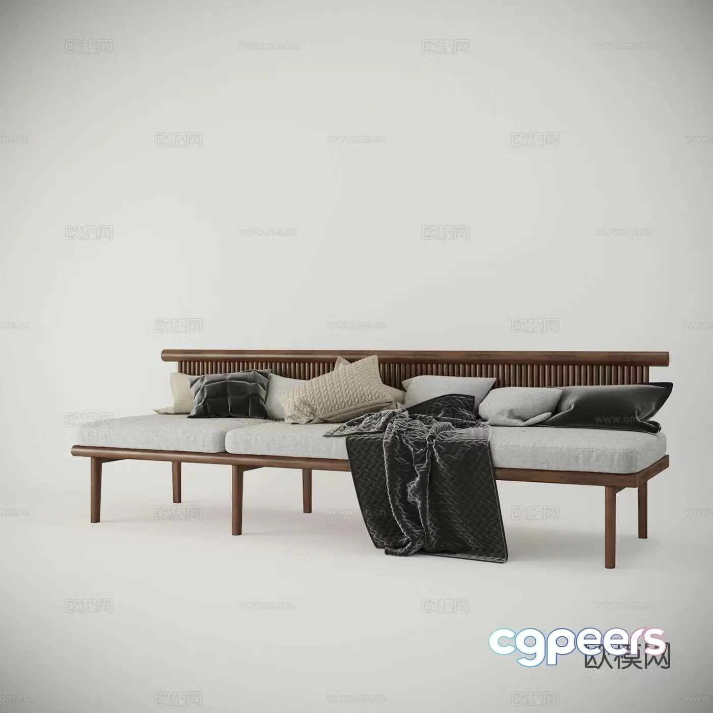 New Chinese style multi-person sofa 3d model