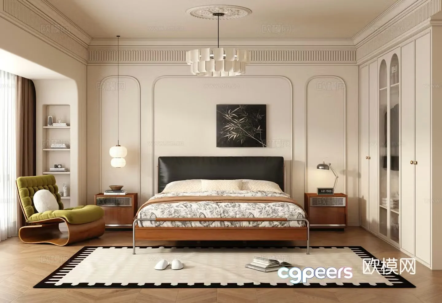 Middle style bedroom master bedroom 3D model