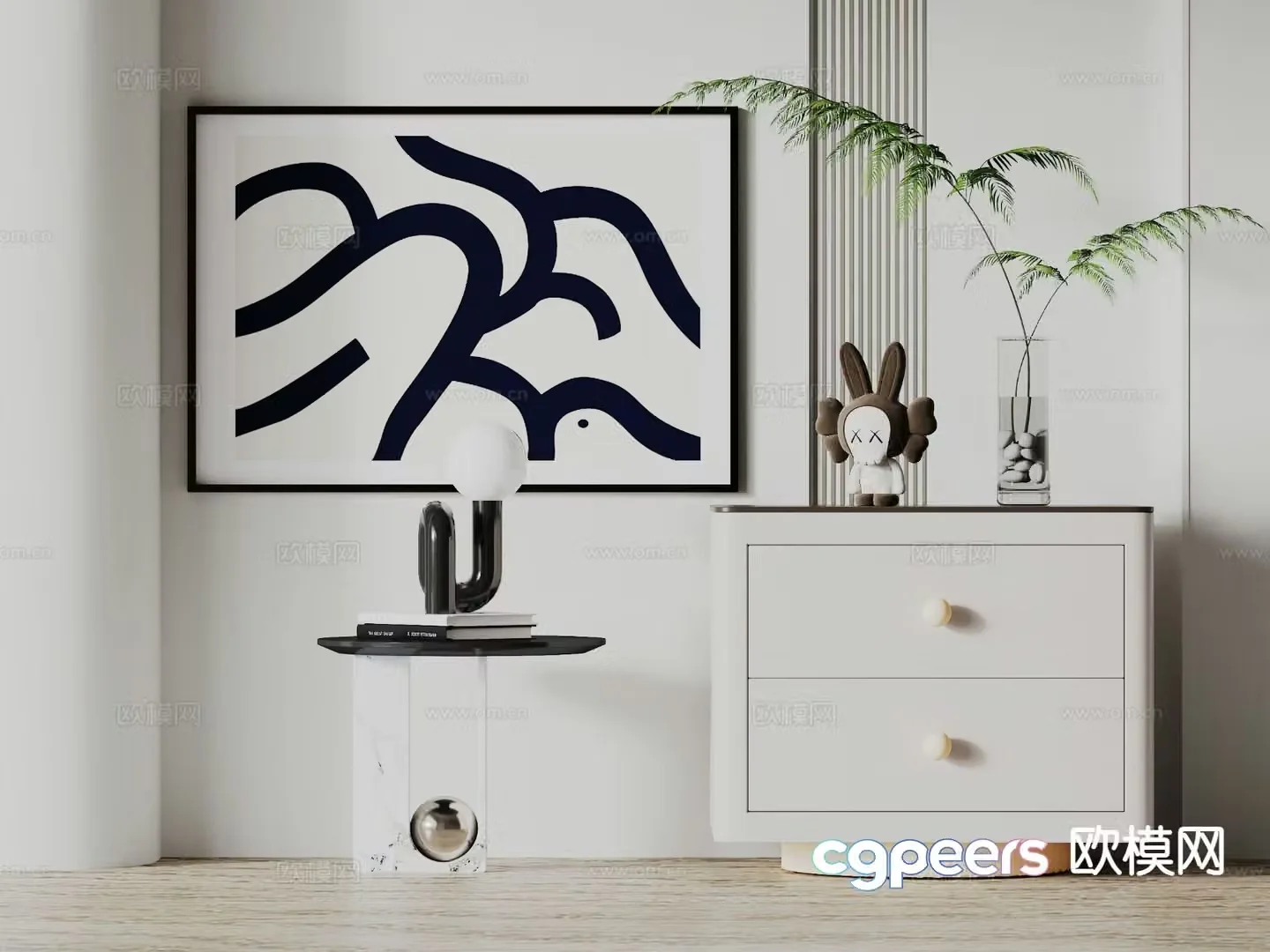 Modern bedside table 3d model