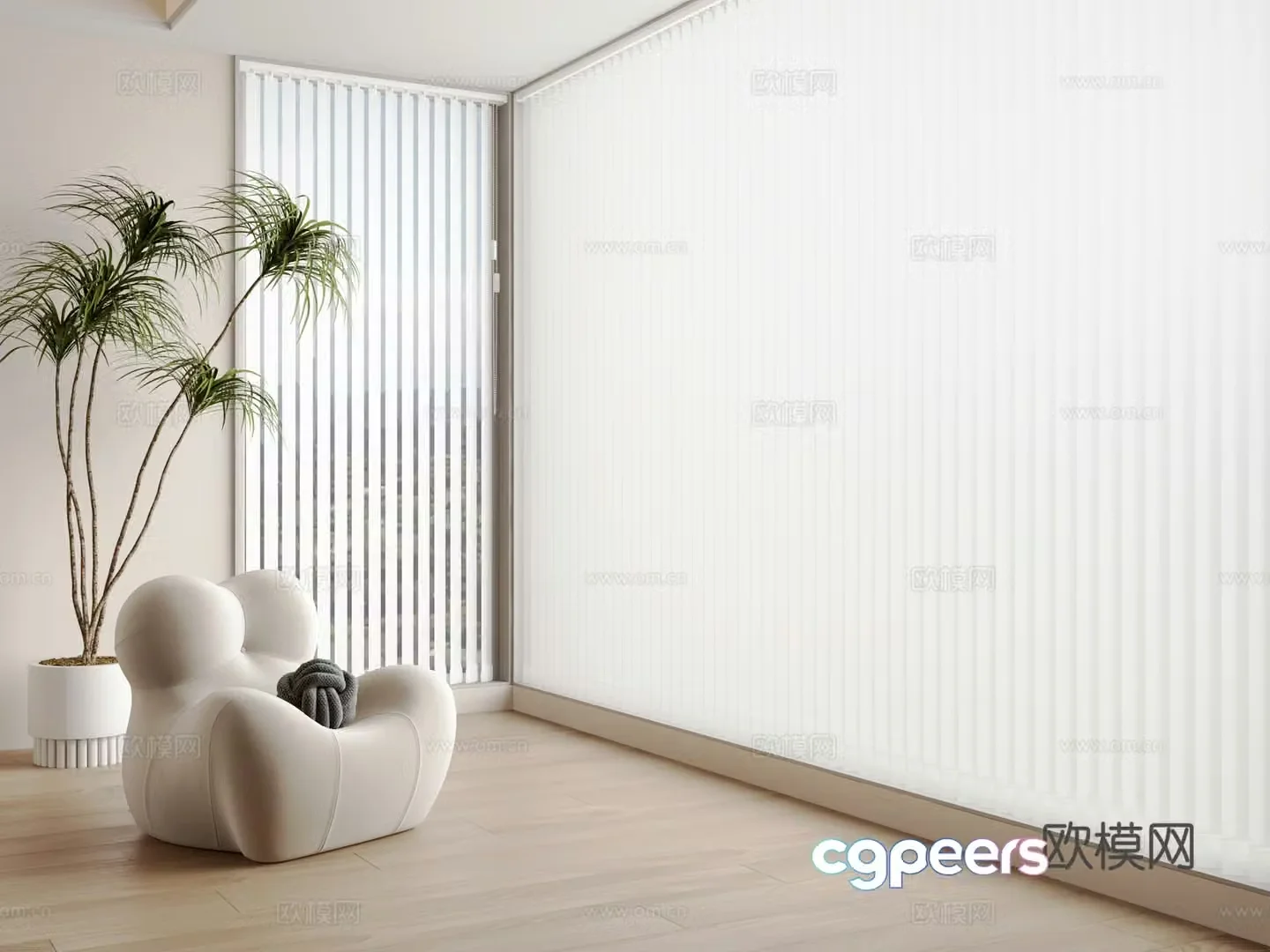 Dream curtain venetian blinds lazy sofa balcony 3d model