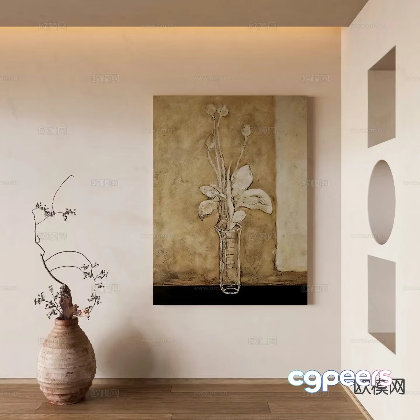 Wabi-sabi style frameless painting oil painting decorative painting 3D model