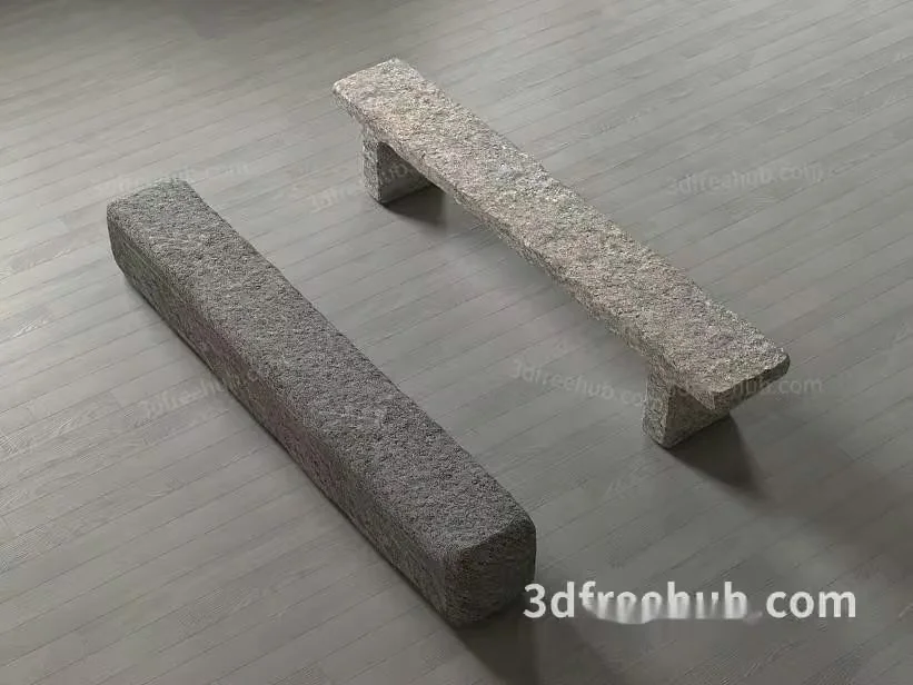 A 3D Rendering Of Two Stone Benches 3D Model – 20926 – VRAY Render