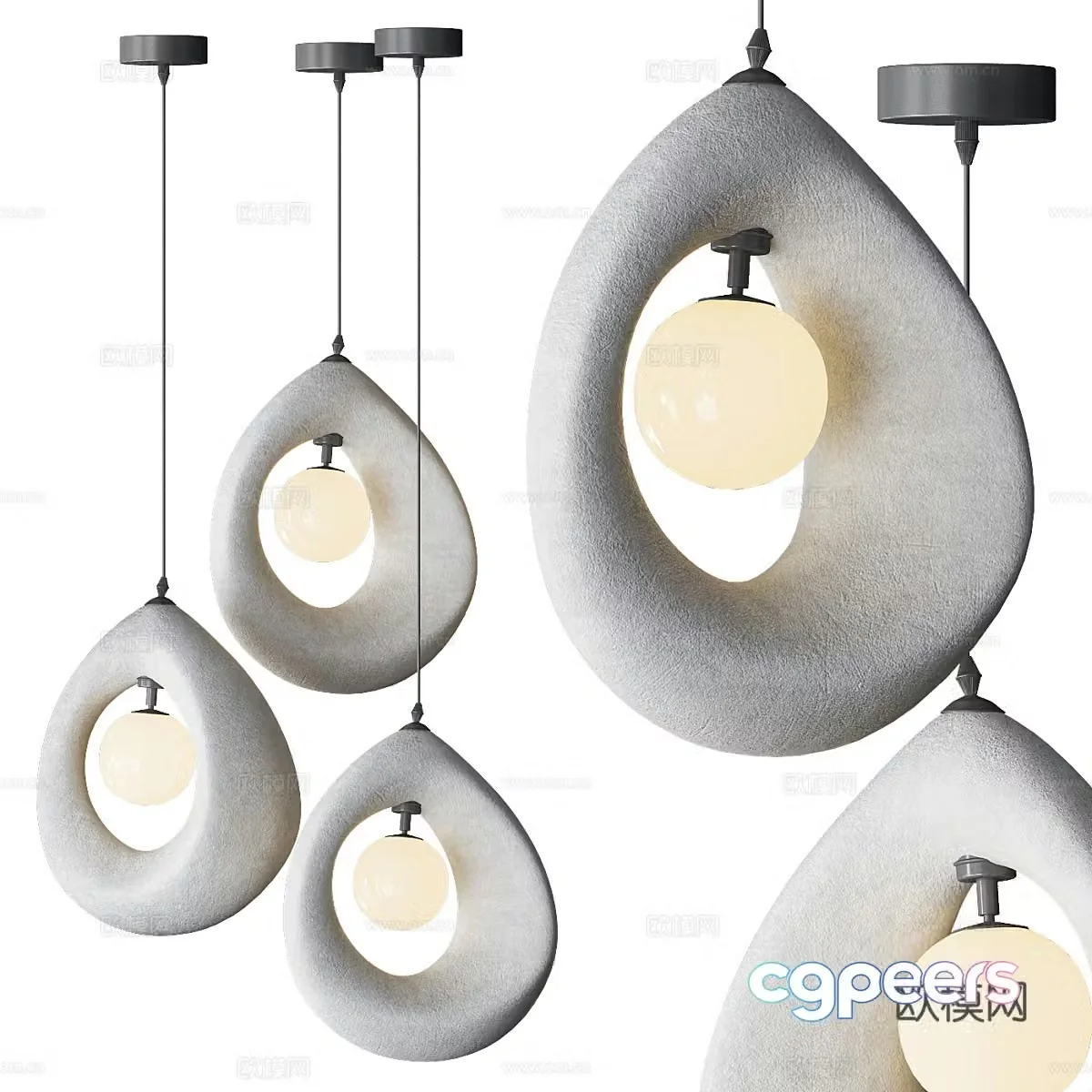 Modern Wasabi Ceramic Decorative Chandelier 3D Model