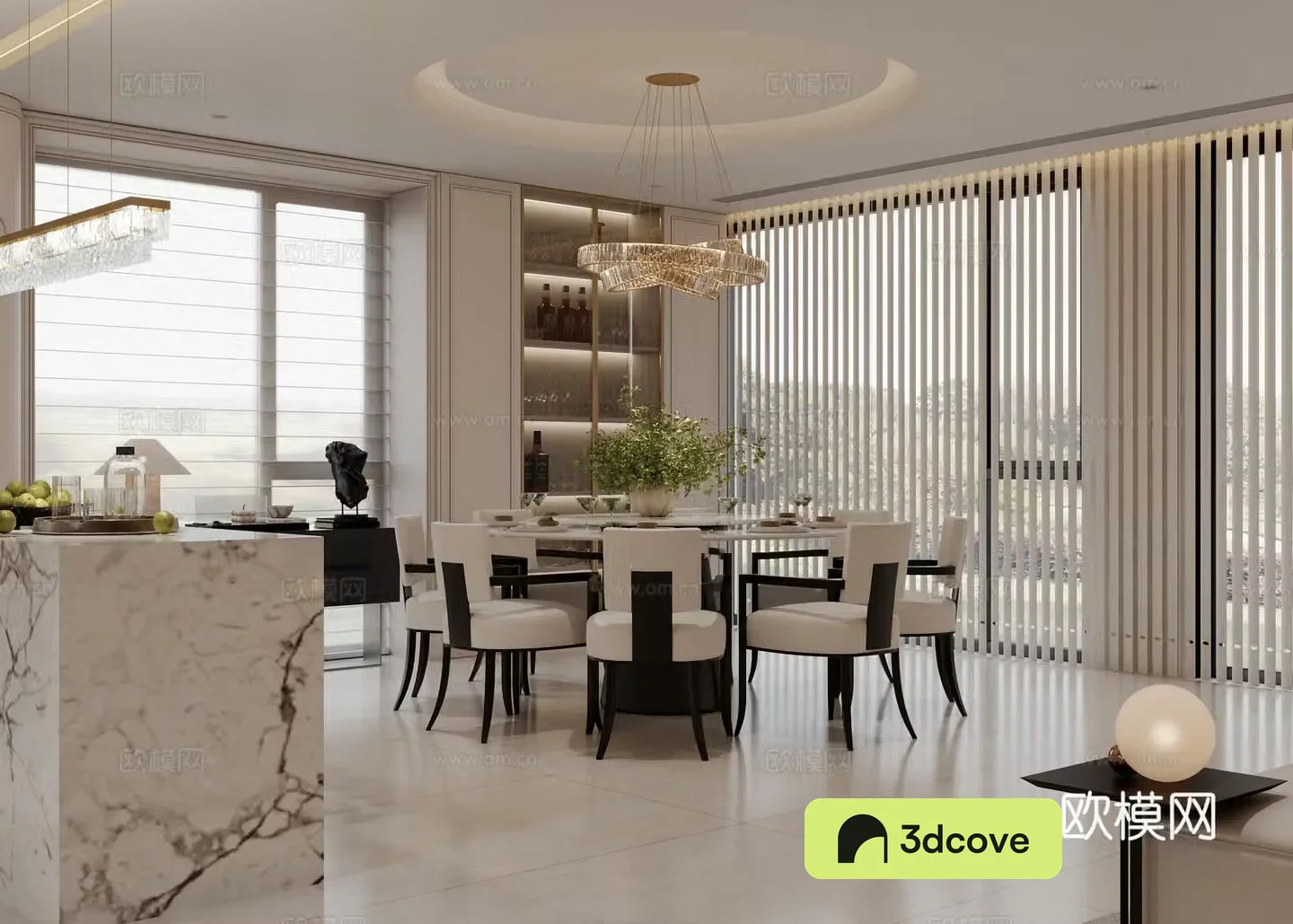 Modern French living and dining room