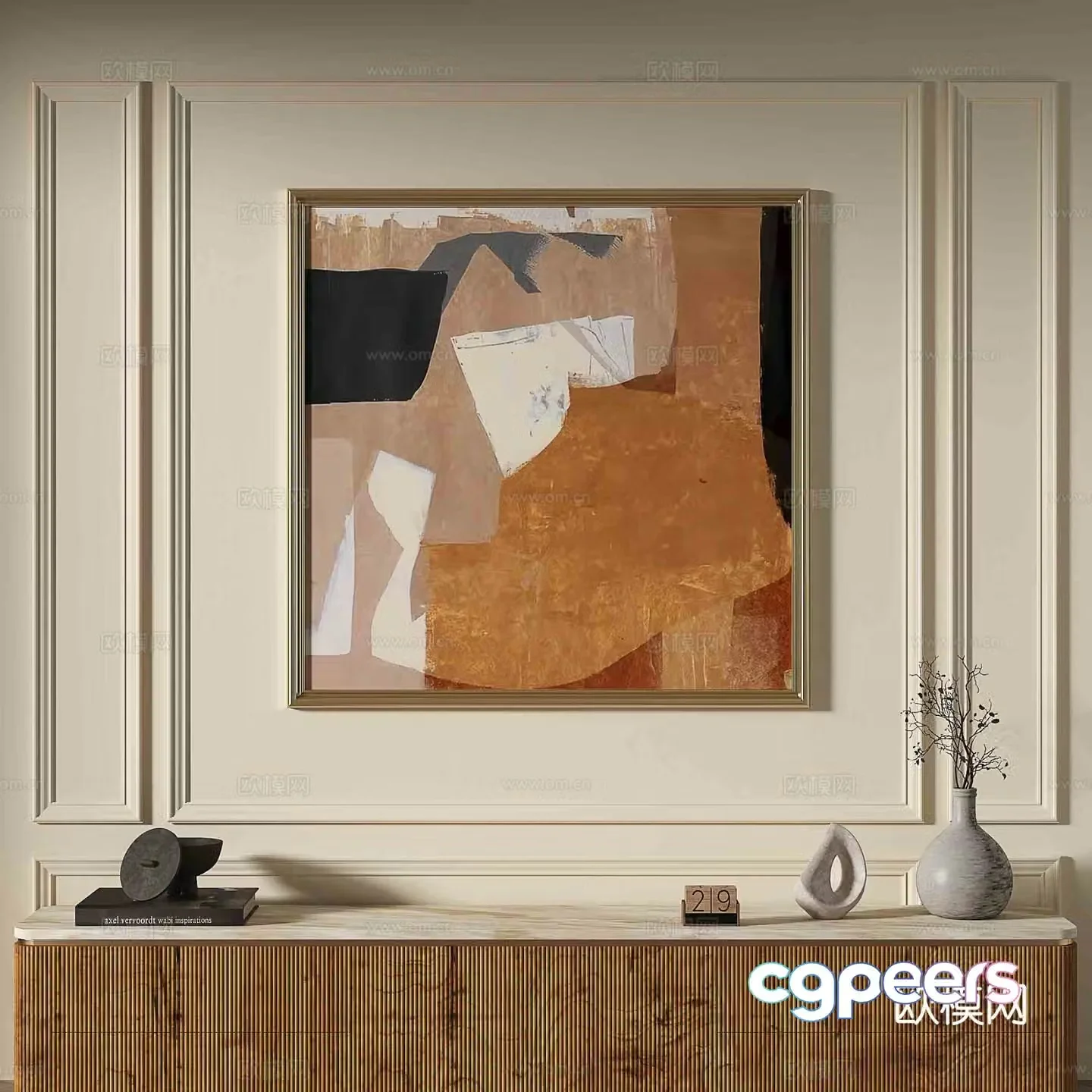French abstract painting decorative painting 3d model