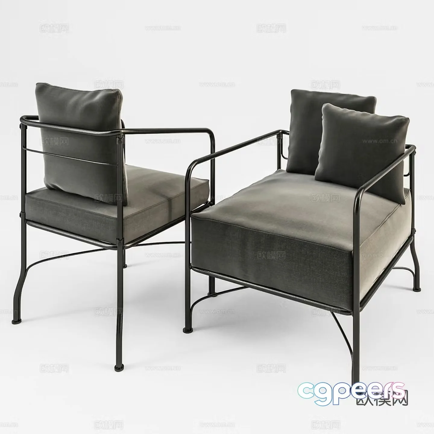 Modern leisure chair cloth chair book chair single chair 3d model