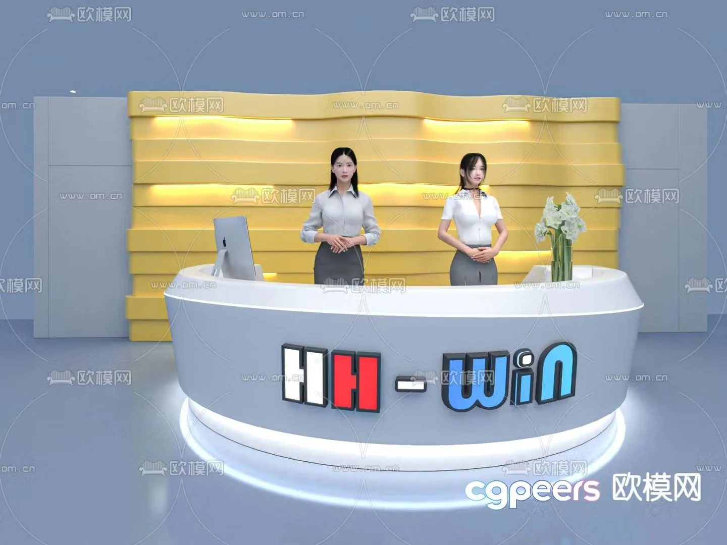 reception desk front desk 3d model