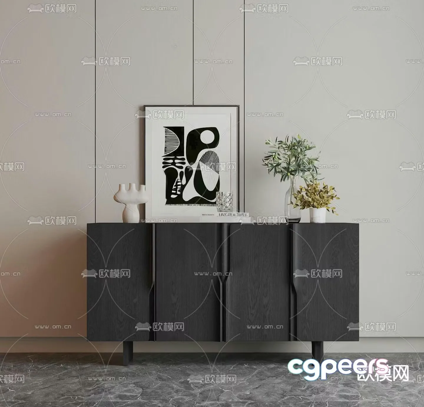 Modern side cabinet entrance cabinet 3d model