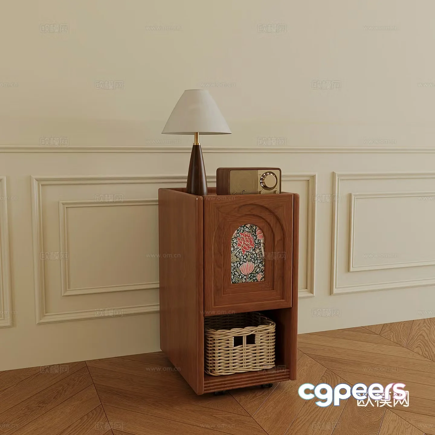 French ancient bedside table 3D model