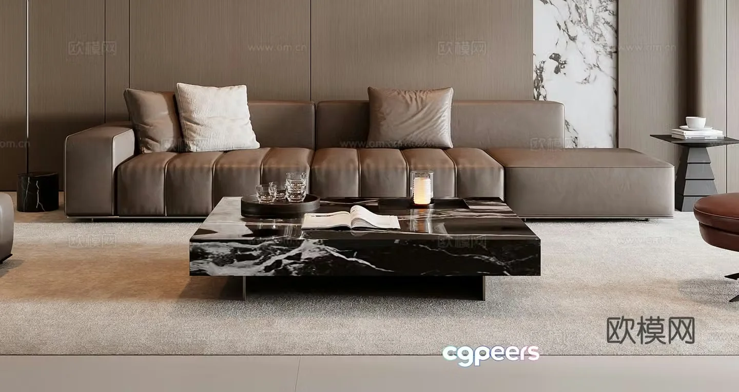 Italian sofa coffee table combination 3D model