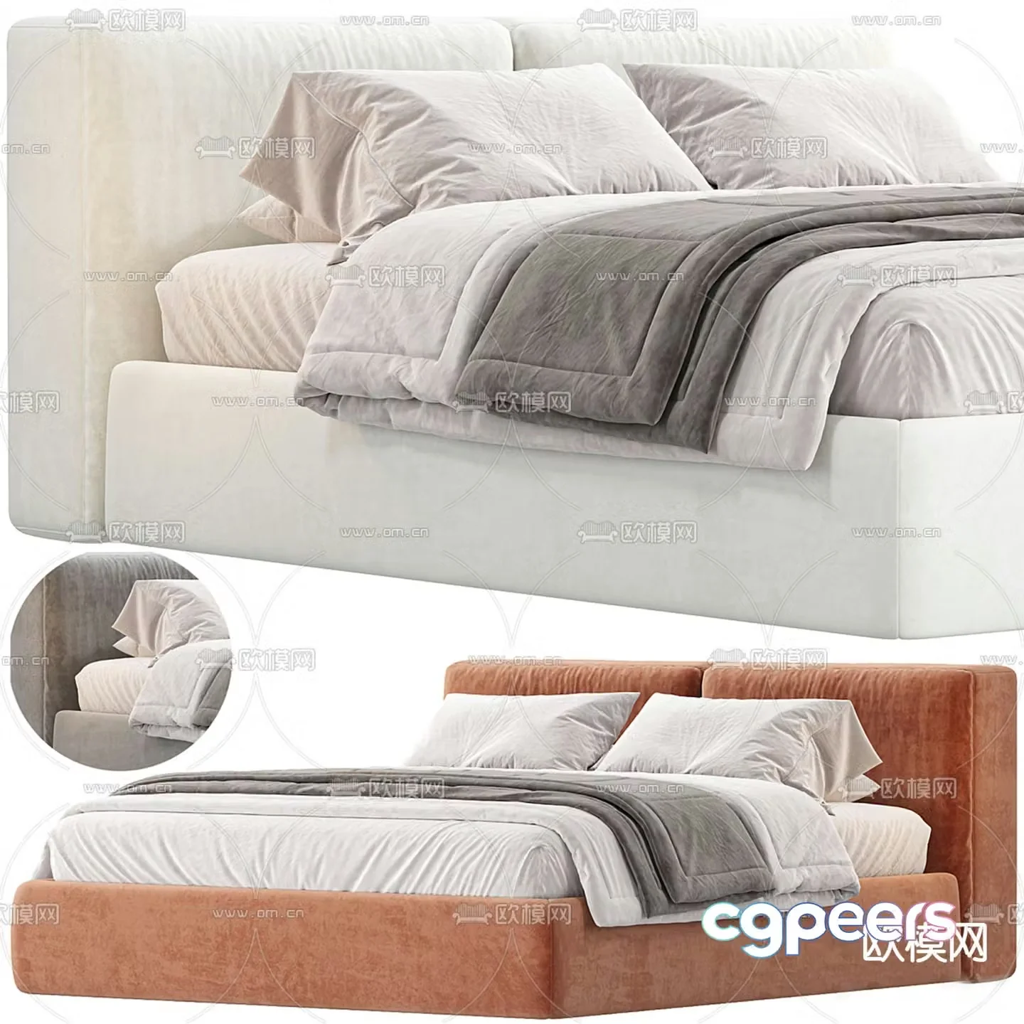 Modern double bed 3d model