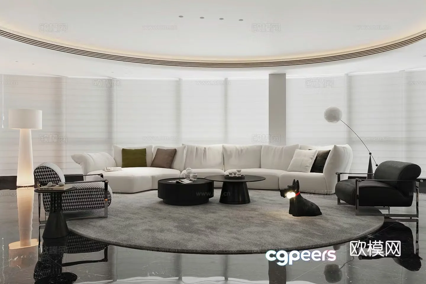 Modern Italian home living room Light luxury Italian living room Sofa coffee table combination High-end gray living room 3D model