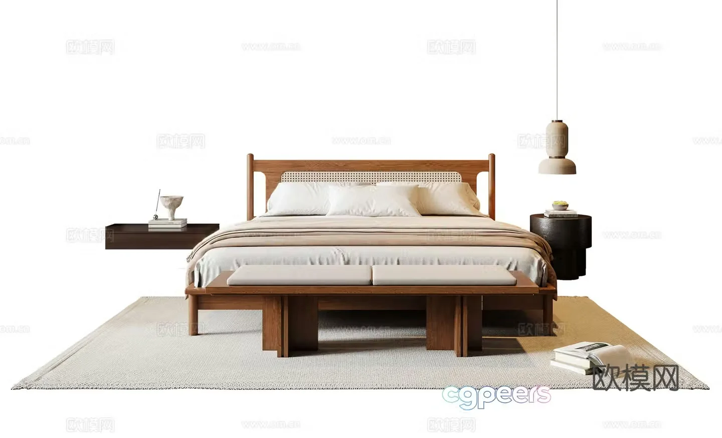 Middle-aged double bed 3D model