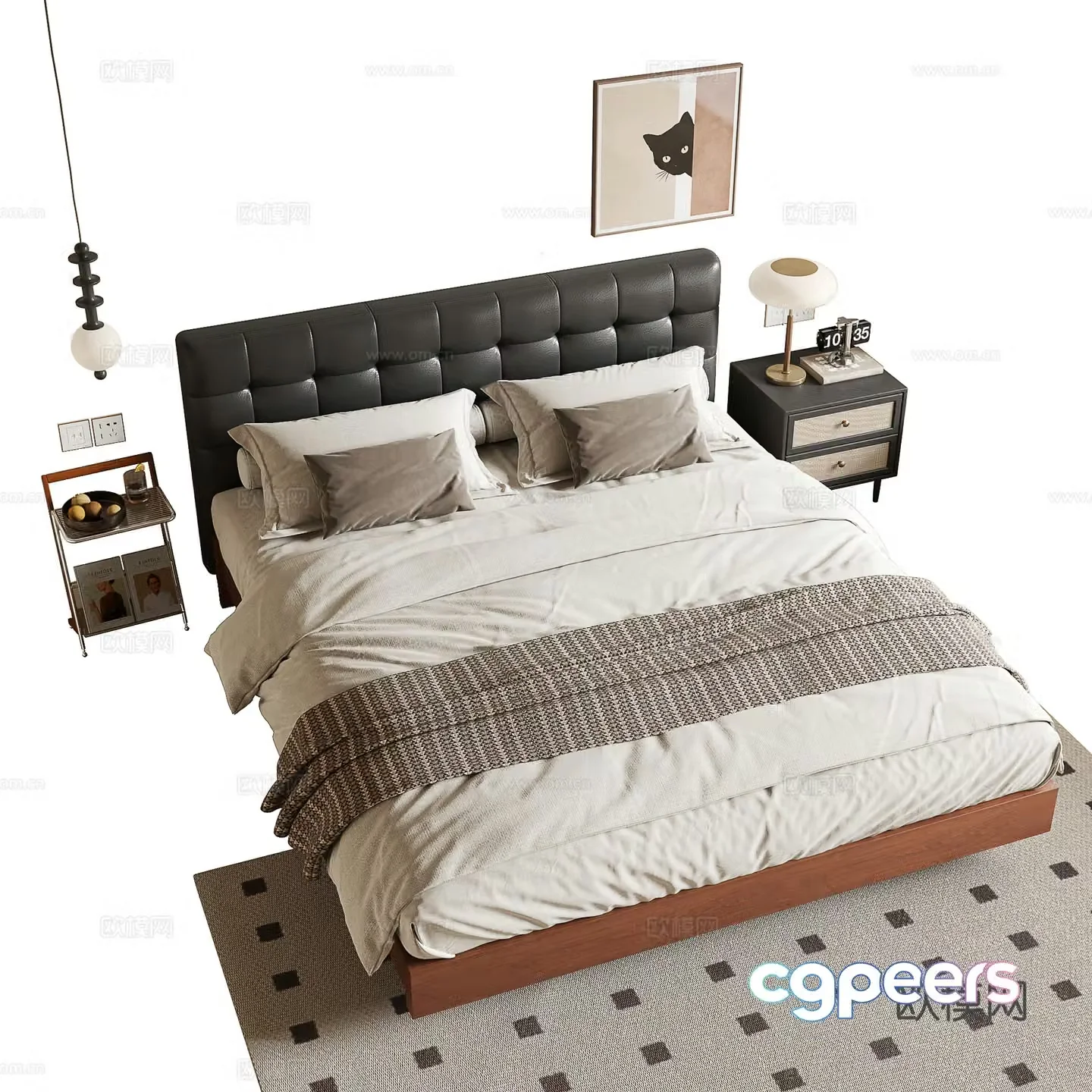 Medieval style double bed 3d model