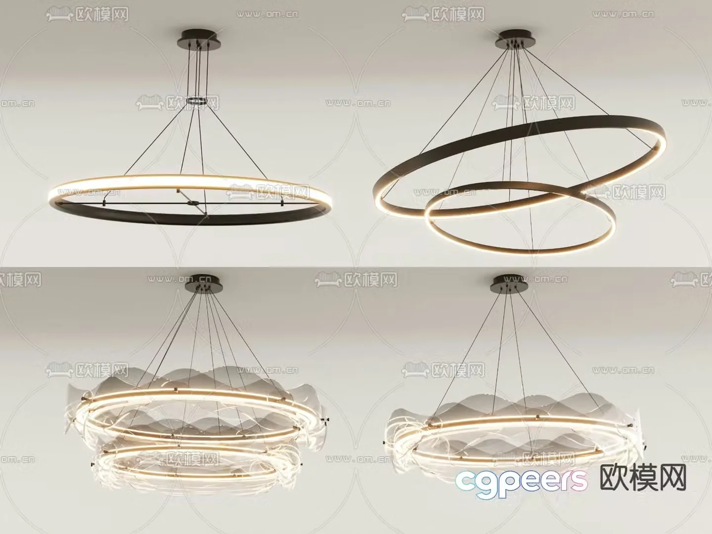 Ring chandelier hall chandelier 3d model
