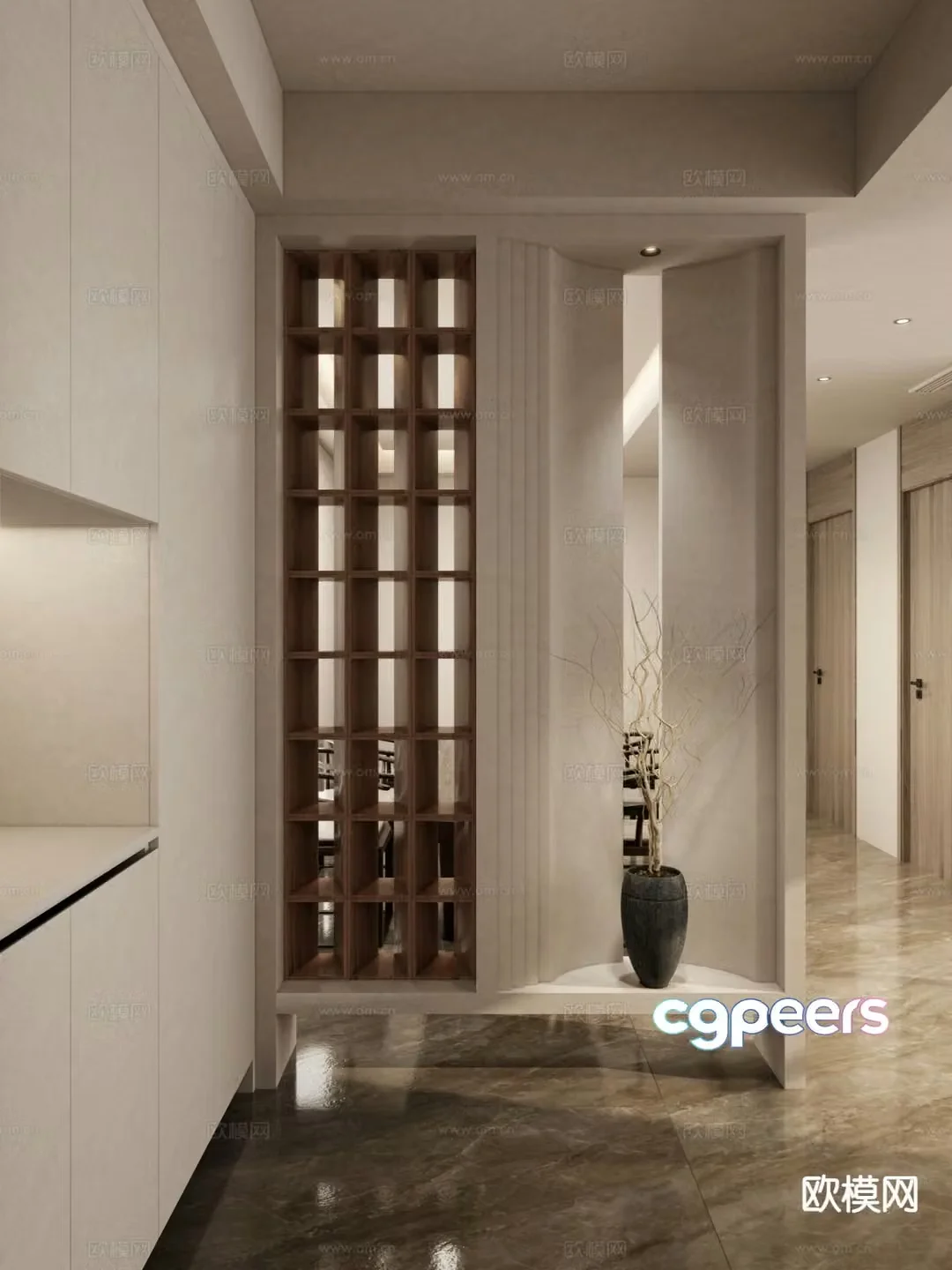 Modern entrance hall partition 3D model
