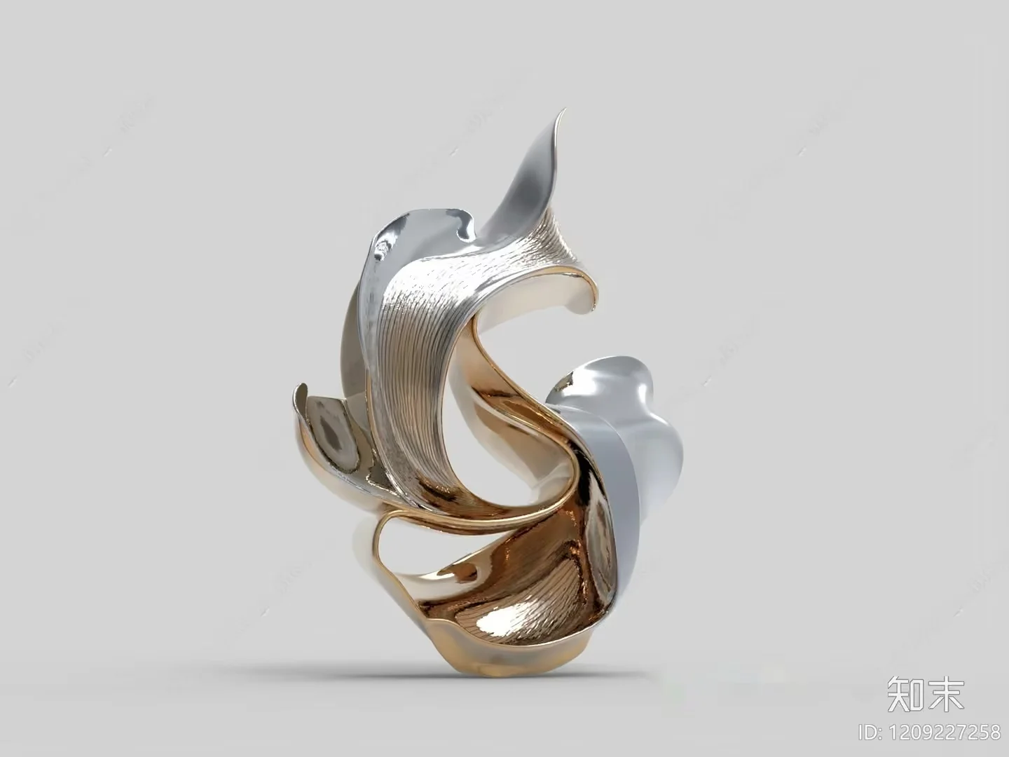 Gold And Silver Abstract Sculpture 3D Model – 19180 – VRAY Render