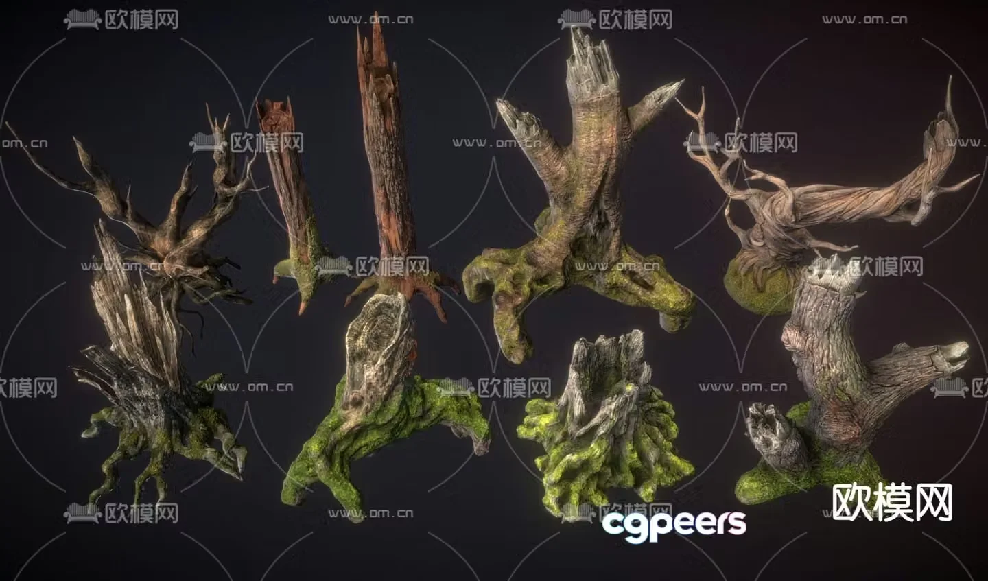 old wood pile wood pile dead wood tree root 3d model