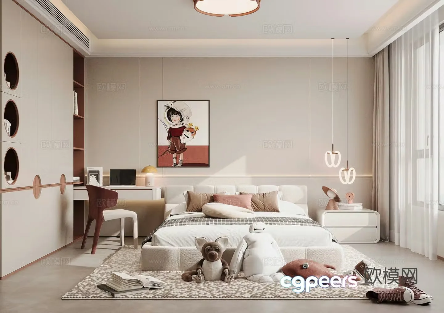 Modern children’s room girl’s room 3d model