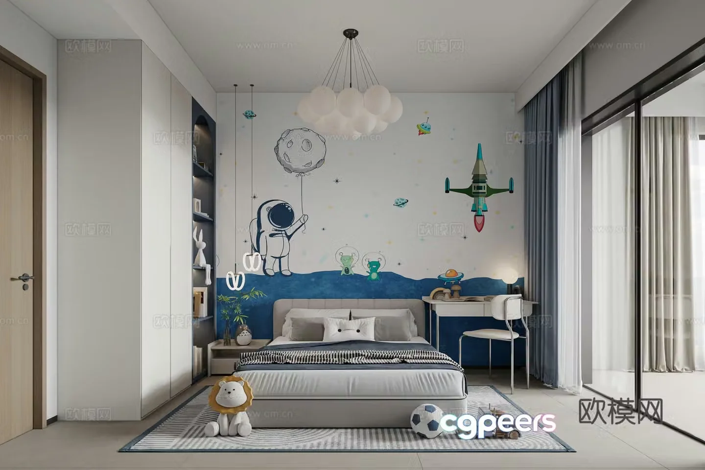 Modern children’s room boy’s room 3d model