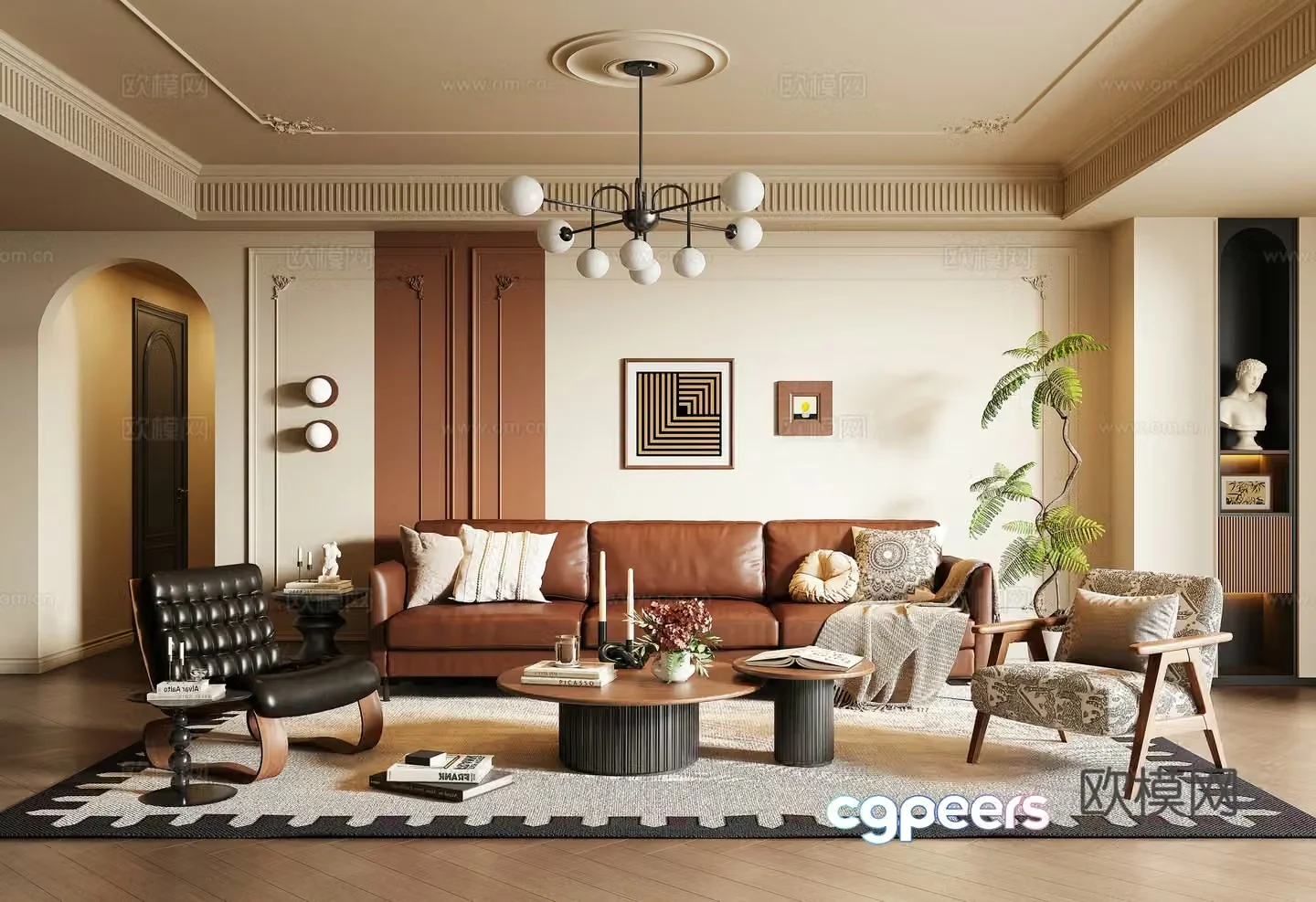 French medieval style living room 3d model