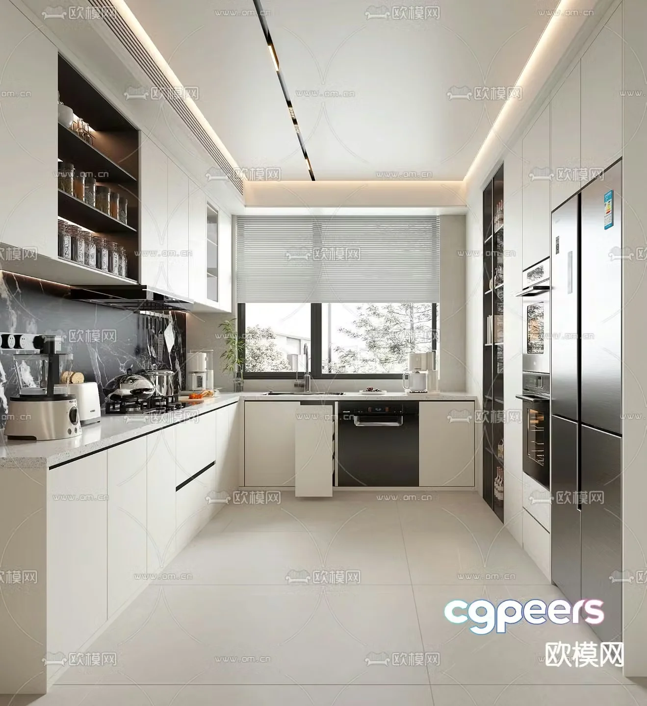 Minimalist kitchen cabinet 3d model