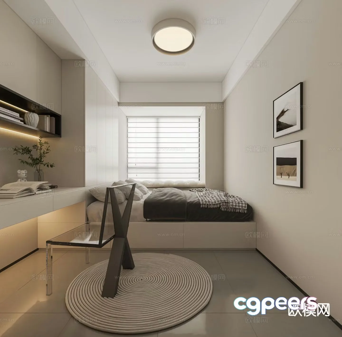 Modern tatami bedroom 3d model