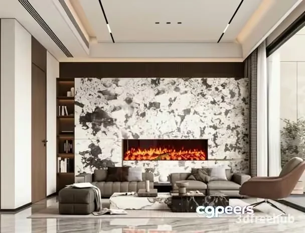 Modern Living Room 3D Model – 20501 – VRAY Render