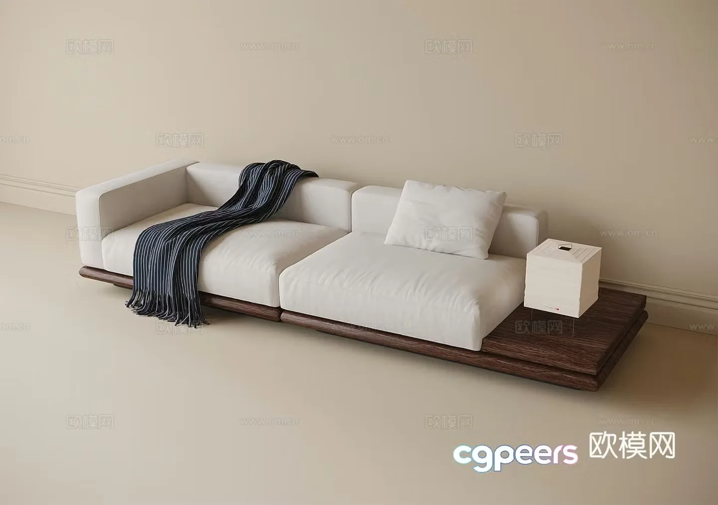 Modern double sofa straight-row sofa 3d model