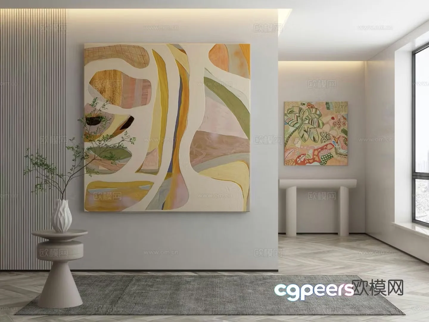 Modern decorative painting texture painting hanging painting 3d model