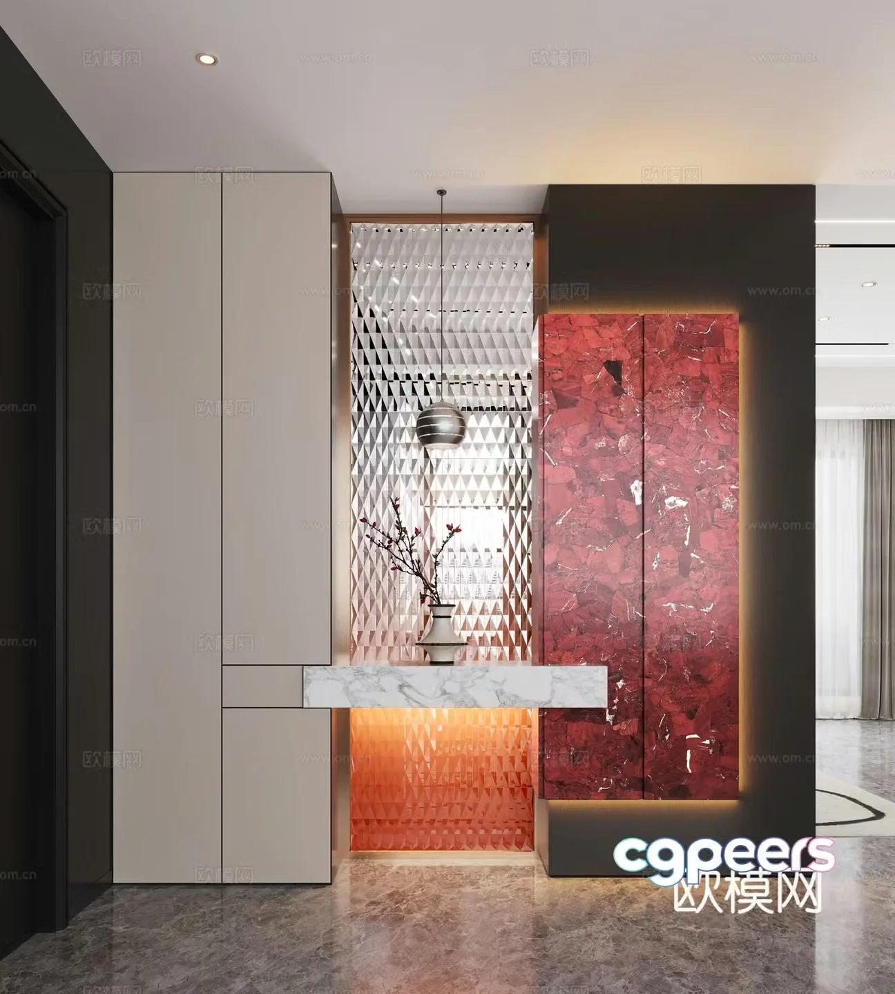 Modern entrance entrance hall Decorative hall Porch background Porch partition Porch decoration cabinet 3D model