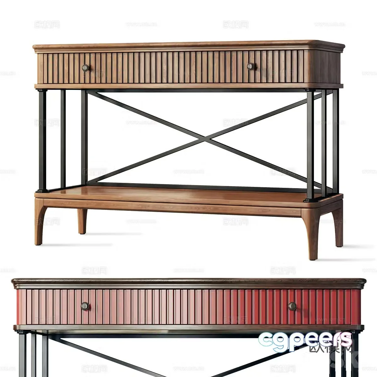 Middle-aged side cabinet end viewing platform case entrance desk decorative cabinet dressing cabinet wooden cabinet 3D model