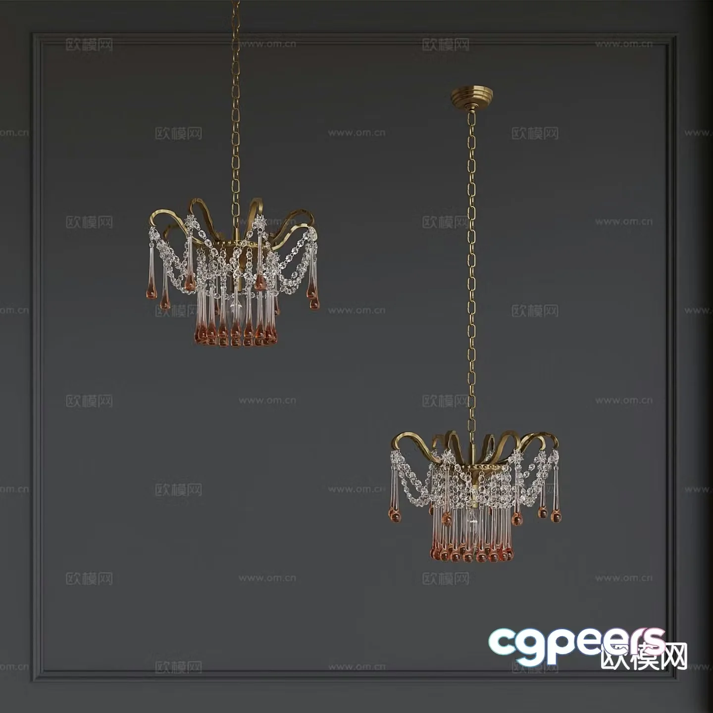 French chandelier crystal lamp 3d model