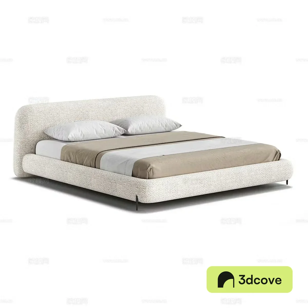 Modern simple double bed Simple bed Bedroom bed Pillow
