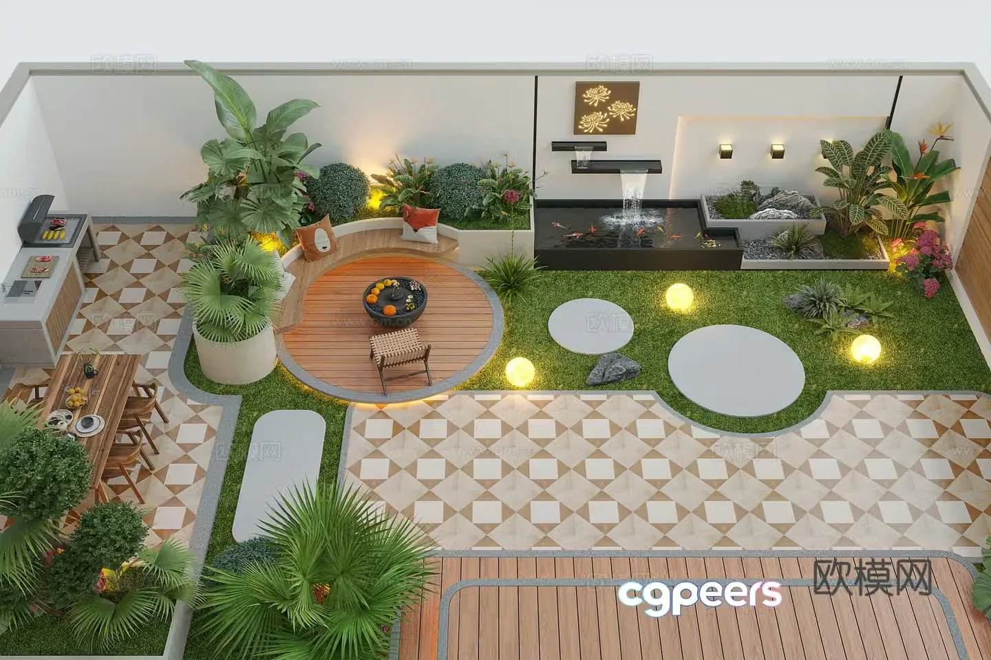 Modern courtyard landscape Villa courtyard Garden water view Landscape Landscape Landscape Sketch 3D Model
