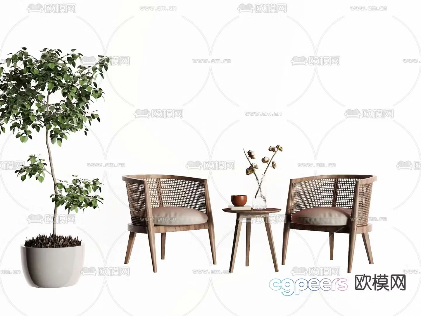 Wabi-sabi outdoor chair rattan chair leisure chair 3d model