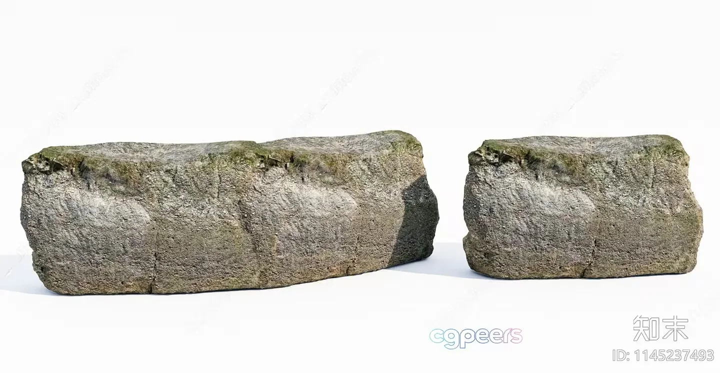 Two Large Rough-Textured Stones 3D Model – 11189 – VRAY Render