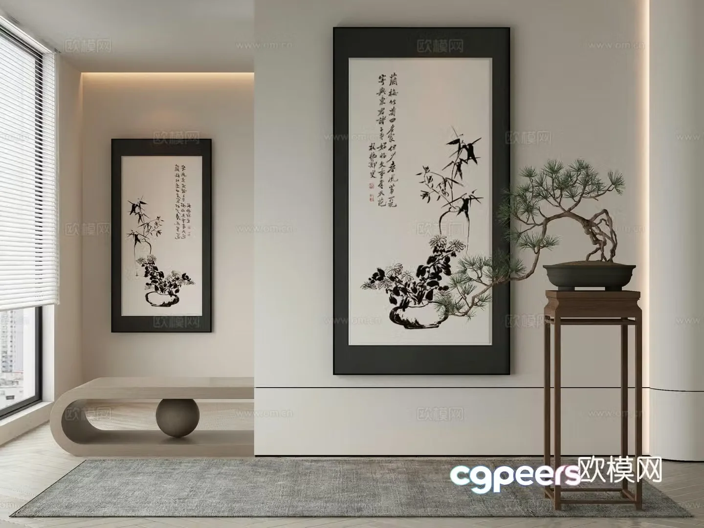 New Chinese style wasabi paintings oil paintings 3D model