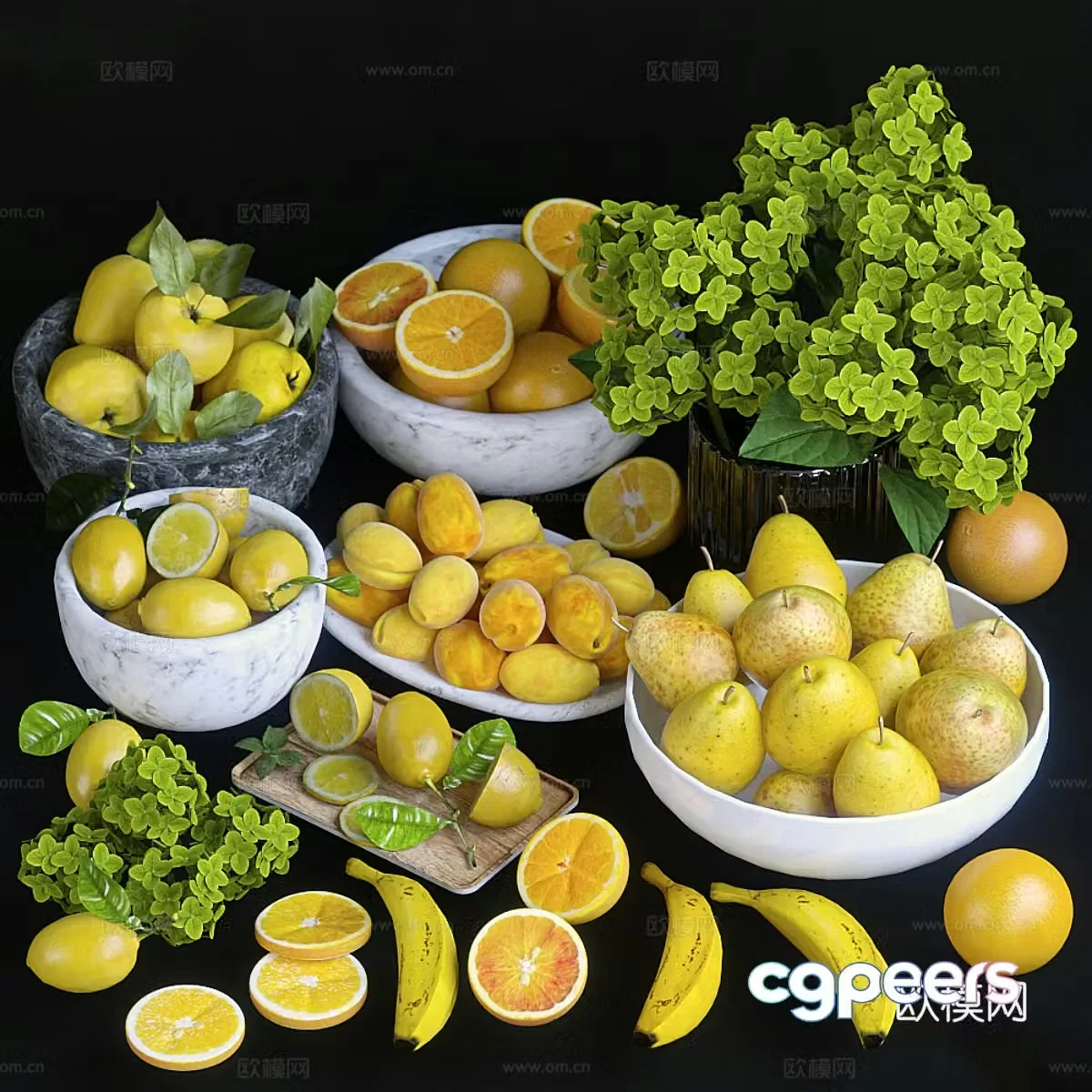 Fruit Fruit Plate Yellow Fruit 3D Model
