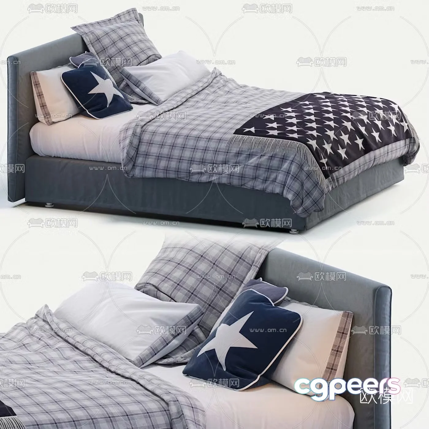 Modern fabric children’s bed 3d model