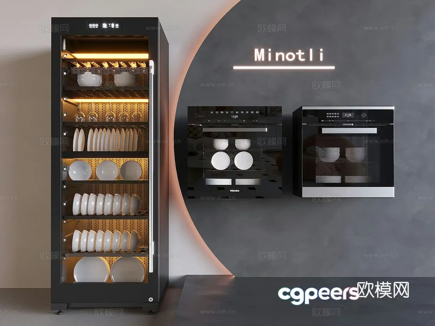 Intelligent embedded disinfection cabinet bowl plate chopsticks disinfection cabinet 3D model
